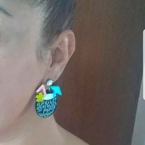 New Summer Tropical Drinks Earrings 2" H x 1.5" W